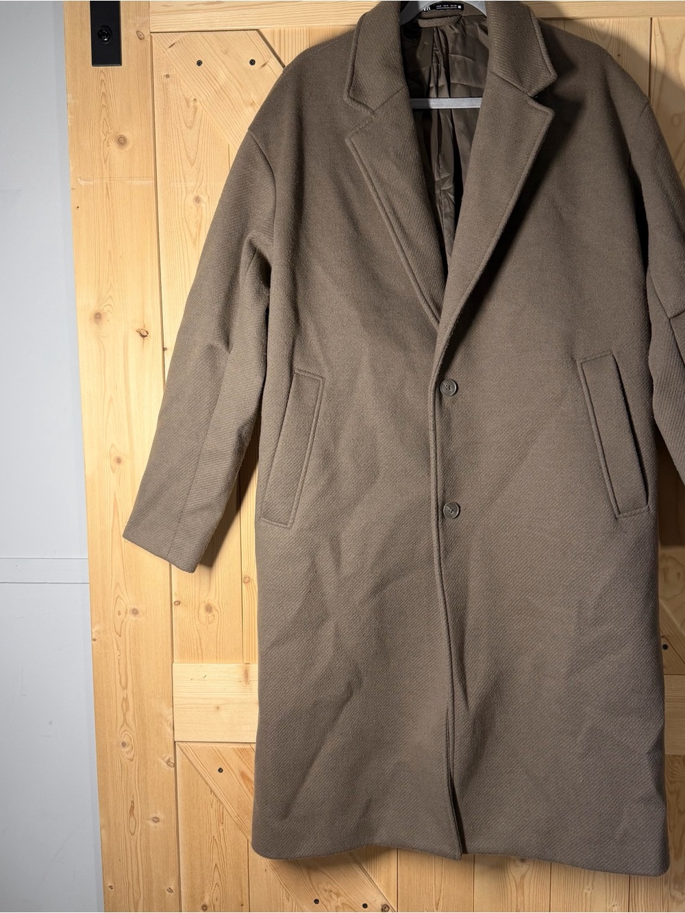 Zara Men's Wool Pea Coat in Olive